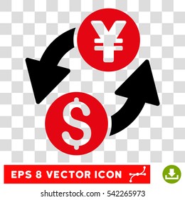 Dollar Yen Exchange vector icon. Image style is a flat intensive red and black pictograph symbol.