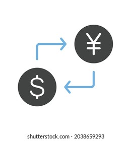 Dollar to Yen icon vector image. Can also be used for Business Startup. Suitable for mobile apps, web apps and print media.