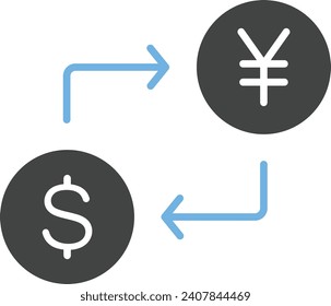 Dollar to Yen icon vector image. Suitable for mobile application web application and print media.