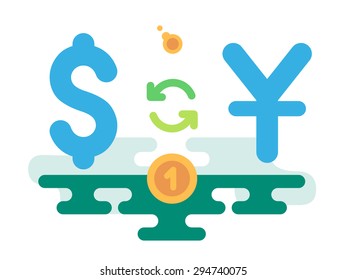 Dollar Yuan Currency Exchange concept vector illustration flat design