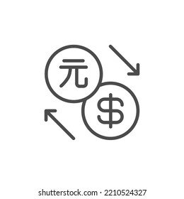 dollar yuan exchange icon. Line Dollar Yen Exchange Icon