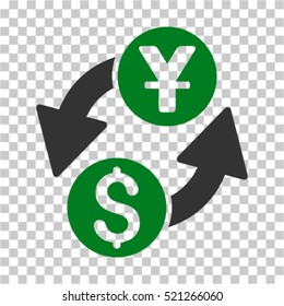 Dollar Yuan Exchange icon. Vector pictogram style is a flat symbol, color, chess transparent background. Designed for software and web interface toolbars and menus.