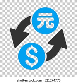 Dollar Yuan Exchange icon. Vector pictogram style is a flat symbol, color, chess transparent background. Designed for software and web interface toolbars and menus.