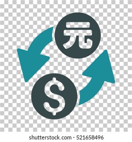 Dollar Yuan Exchange icon. Vector pictogram style is a flat symbol, color, chess transparent background. Designed for software and web interface toolbars and menus.