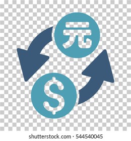 Dollar Yuan Exchange icon. Vector pictogram style is a flat symbol, color, chess transparent background. Designed for software and web interface toolbars and menus.