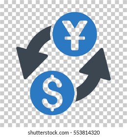 Dollar Yuan Exchange icon. Vector pictogram style is a flat symbol, color, chess transparent background. Designed for software and web interface toolbars and menus.