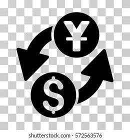 Dollar Yuan Exchange icon. Vector illustration style is flat iconic symbol, black color, transparent background. Designed for web and software interfaces.