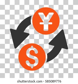 Dollar Yuan Exchange icon. Vector illustration style is flat iconic bicolor symbol, orange and gray colors, transparent background. Designed for web and software interfaces.