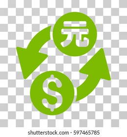 Dollar Yuan Exchange icon. Vector illustration style is flat iconic symbol, eco green color, transparent background. Designed for web and software interfaces.