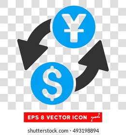 Dollar Yuan Exchange vector icon. Image style is a flat blue and gray icon symbol.