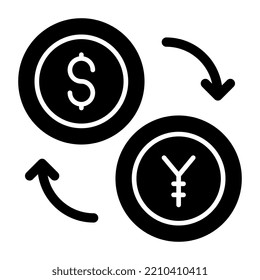 Dollar with yuan, solid design of money exchange