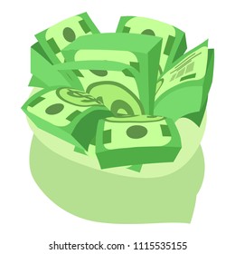 Dollars bag icon. Isometric of dollars bag vector icon for web design isolated on white background