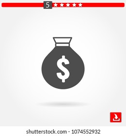 dollars bag outline vector icon