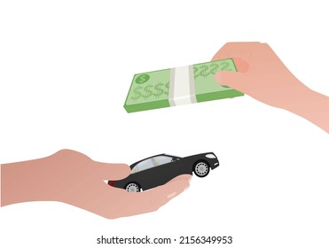 Dollars and car exchange. vector illustration
