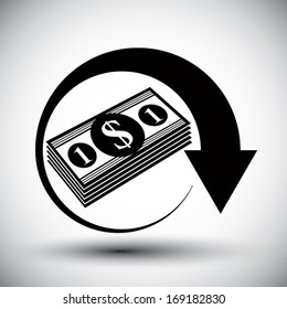 Dollars cash money stack vector simple single color icon.