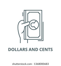 Dollars and cents line icon, vector. Dollars and cents outline sign, concept symbol, flat illustration