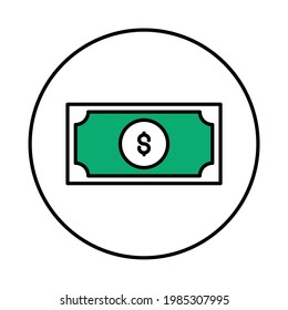 Dollars in circle Illustration. modern simple vector icon, flat graphic symbol in trendy flat design style. wallpaper. lockscreen. pattern. frame, background, backdrop, sign, logo.