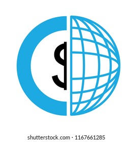 dollars coin money inside half of the world
