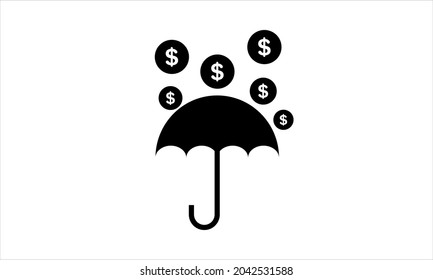 dollars coins falling down over an umbrella,money rain