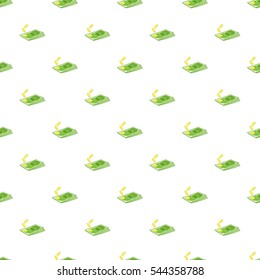 Dollars and coins pattern. Cartoon illustration of dollars and coins vector pattern for web