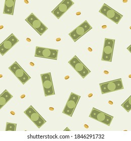 dollars and coins pattern. stylized dollars seamless pattern.Money is a seamless pattern. Currency icon pattern background coin and banknote: US Dollar USD bill,signs,symbols,wallpaper,emblems