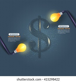 Dollars Concept Business Idea, Bulbs Illustration