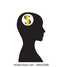 Dollars to control the human brain, vector image