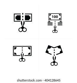 Dollars are cutting with scissors Icon design