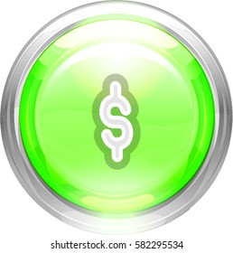 Dollars icon glossy realistic vector button