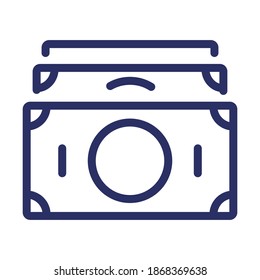 Icono de Dólares, ilustración del vector de contorno.