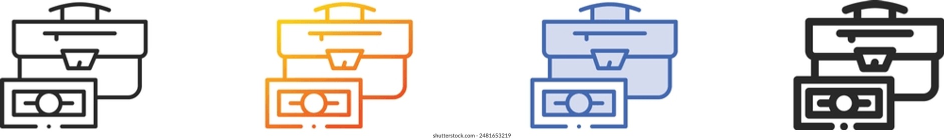 dollars icon.Thin Linear, Gradient, Blue Stroke and bold Style Design Isolated On White Background