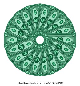 Dollars laid out in a circle, vector money
