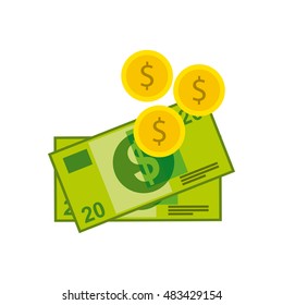 dollars money with business icon vector illustration design