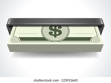 Dollars money from cash machine vector illustration