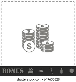 Dollars money coin icon flat. Simple vector symbol and bonus icon