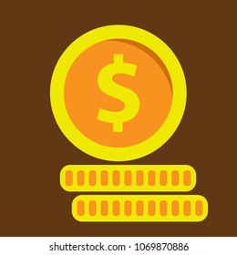 Dollars money coin icon. Vector flat illustration