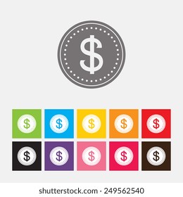 Dollars money coin icon - Vector