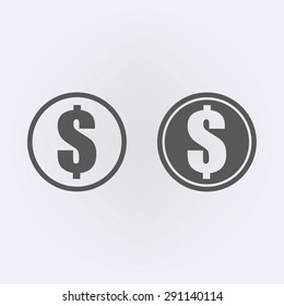 Dollars money coin icon - Vector