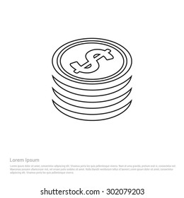 Dollars money coin icon - Vector Icon illustration 