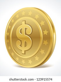 Dollars money coin in perspective vector design element
