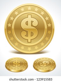 Dollars money coin in perspective vector design elements