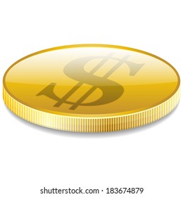 Dollars money coin in perspective vector