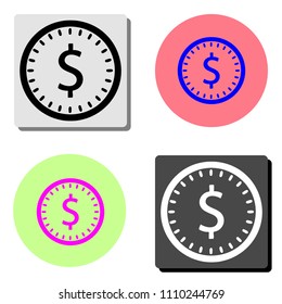 Dollars money coin. simple flat vector icon illustration on four different color backgrounds