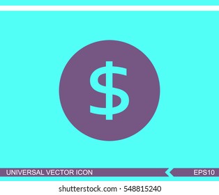 Dollars money coin vector icon.