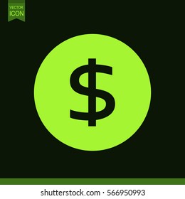 Dollars money coin vector icon.