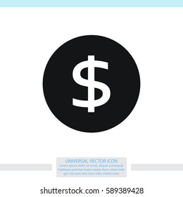 Dollars money coin vector icon.