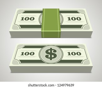 Dollars money in perspective vector design elements