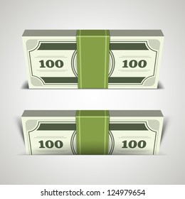 Dollars money in perspective vector design elements