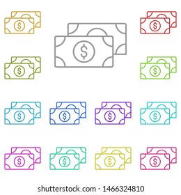 Dollars multi color icon. Simple thin line, outline vector of saving money icons for ui and ux, website or mobile application