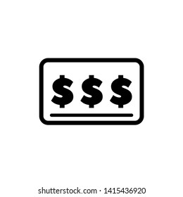 Dollars on Slot Machine. Flat Vector Icon illustration. Simple black symbol on white background. Dollars on Slot Machine sign design template for web and mobile UI element